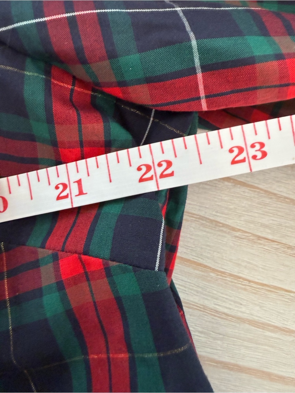 Talbots Red & Green Plaid Ruffle Collar Tunic - Picture 5 of 8